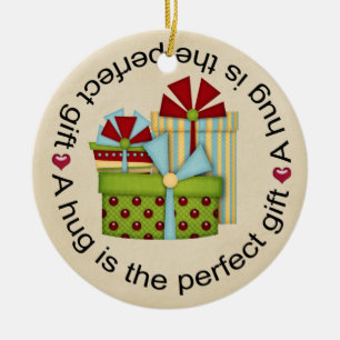 A hug ceramic ornament