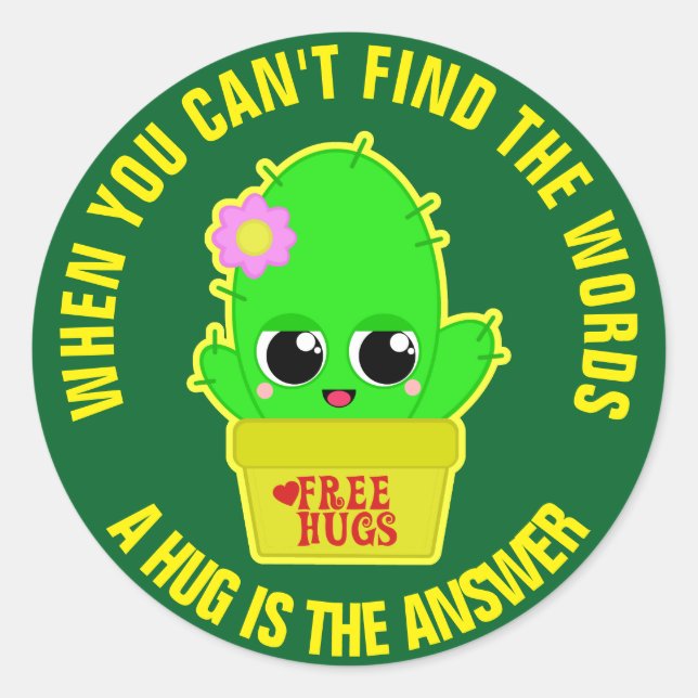 A Hug is The Answer Classic Round Sticker (Front)