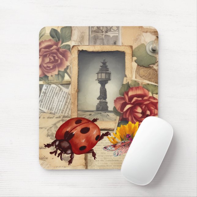 A huge ladybug with dragonfly Rustic newspaper Mouse Pad (With Mouse)