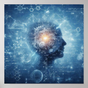 A humanoid superimposed on a data sheet poster