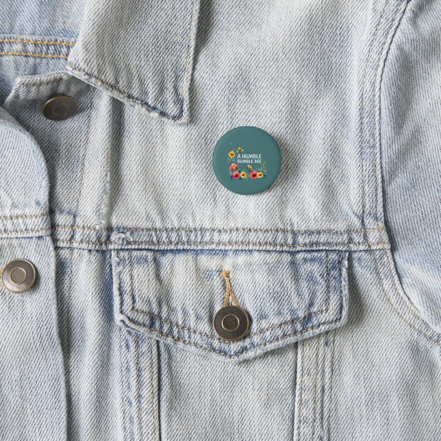 A Humble Bumble Bee 1 Inch Round Button (In Situ)