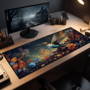 A Hummingbird And Wildflowers Desk Mat