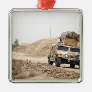 A Humvee conducts security Metal Ornament