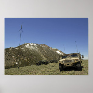 A Humvee is parked at the re-transmitting site Poster