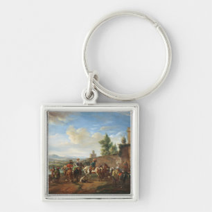 A Hunting Party by a Country House (oil on canvas) Keychain
