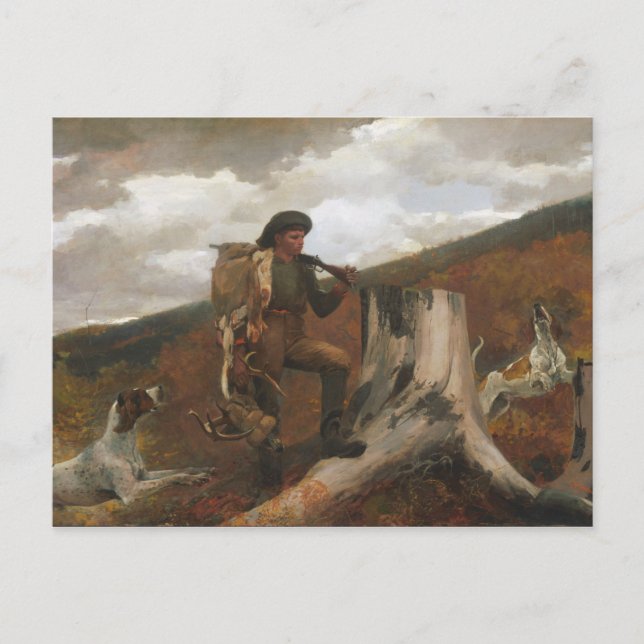 A Huntsmen and Dogs Canvas Print Postcard (Front)