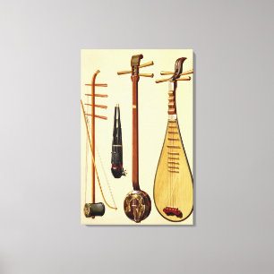 A huqin and bow, a sheng, a sanxian and a pipa, Ch Canvas Print