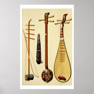 A huqin and bow, a sheng, a sanxian and a pipa, Ch Poster