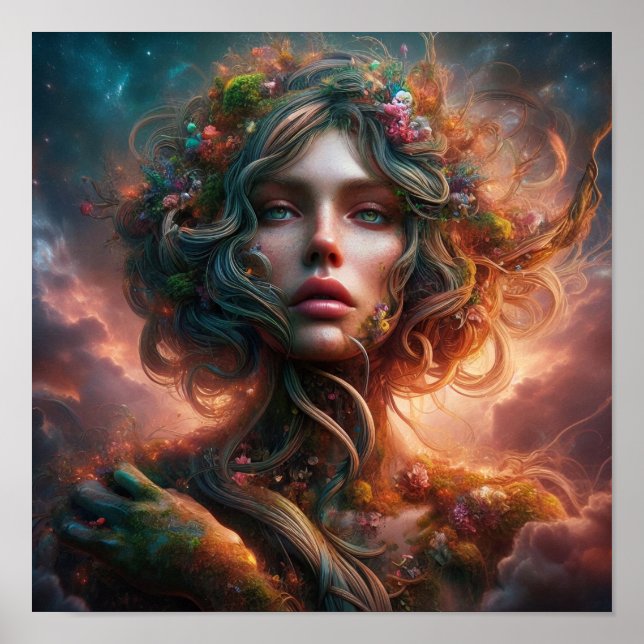 A.I. Beautiful Nature Goddess Poster (Front)