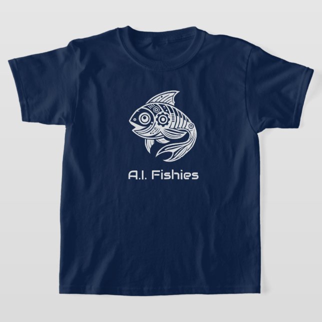 A.I. Fishies [Editable Text] White Design Shirt (Laydown)