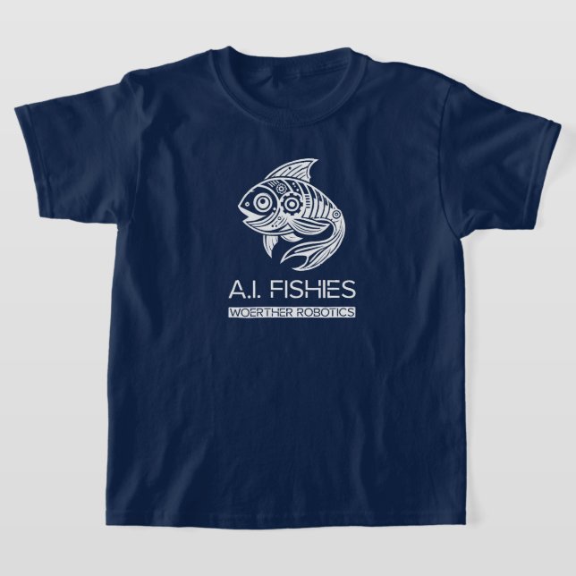 A.I. Fishies Woerther Robotics White Design Shirt (Laydown)