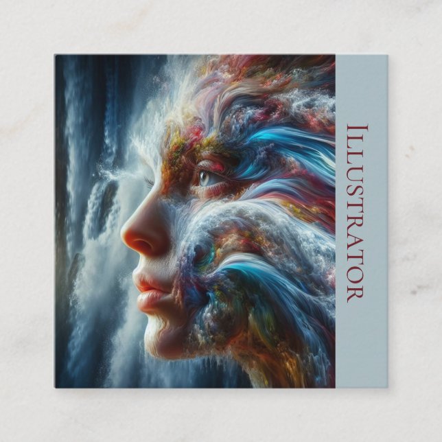 A.I. Goddess of Water Square Business Card (Front)