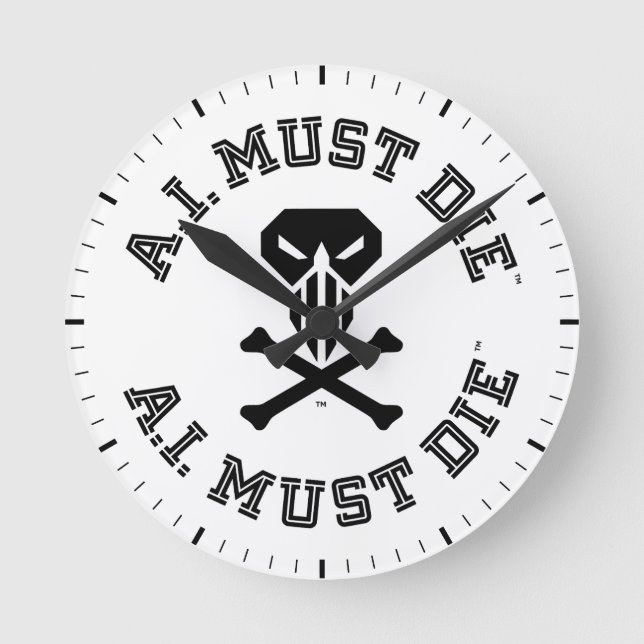 A.I. Must Die™ Logo (College Font) Wall Clock (Front)