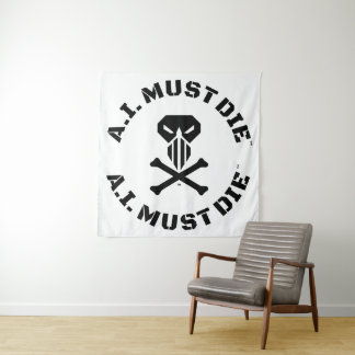 A.I. Must Die™ Logo (Military Font) Tapestry