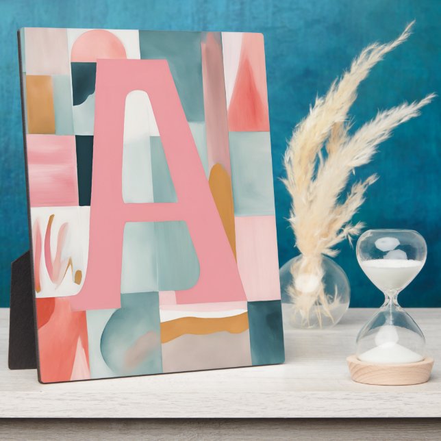 A in Pink AI art  Plaque (Side)