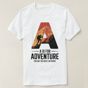 A Is for Adventure Hiking Mountain Design T-Shirt