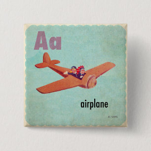 A is for Airplane 2 Inch Square Button