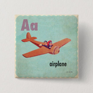 A is for Airplane 2 Inch Square Button