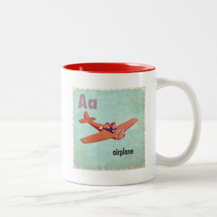 A is for Airplane Two-Tone Coffee Mug