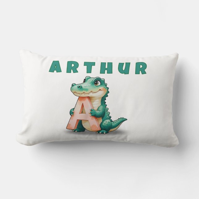 A is for Alligator – Personalized Baby Name Pillow (Front)