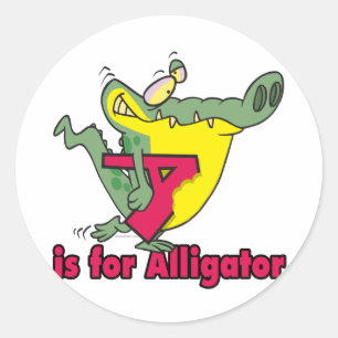 A is for Alligator silly gator letter cartoon Classic Round Sticker