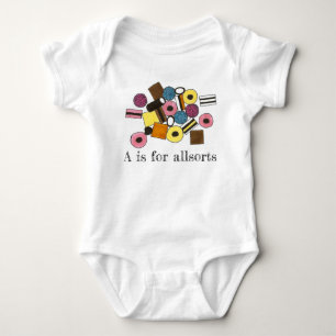 A is for Allsorts Licorice All Sorts Candy Sweets Baby Bodysuit