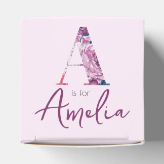 A is for Amelia Name Reveal Kids Party Baby Shower Favor Box