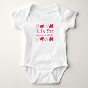 A is for ANIMAL CRACKERS Pink Zoo Circus Cookies Baby Bodysuit