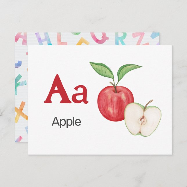 A is for Apple - Alphabet Flash Card (Front/Back)