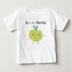 A is for Apple Cute illustration Alphabet Letter Baby T-Shirt