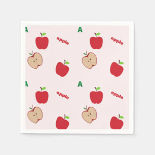 A is for apple pink napkin