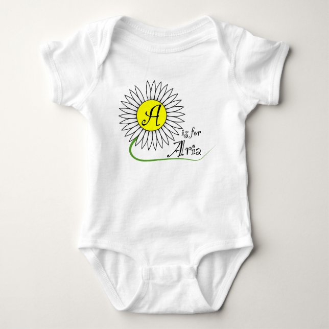 A is for Aria Daisy Baby Bodysuit (Front)