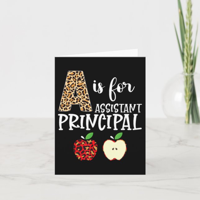 A Is For Istant Principal Leopard Print Apple Back Card (Front)