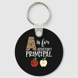 A Is For Istant Principal Leopard Print Apple Back Keychain