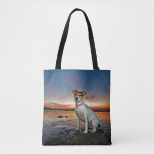 A Jack Russell Sitting Beach   Brighton Beach Tote Bag