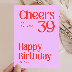 À jamais 39 Joyeux Anniversaire Carte Rose