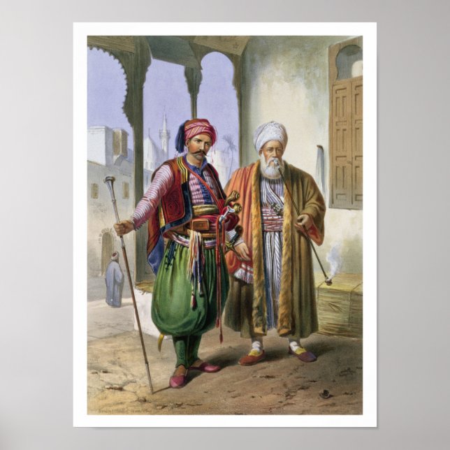 A Janissary and a Merchant in Cairo, illustration Poster (Front)