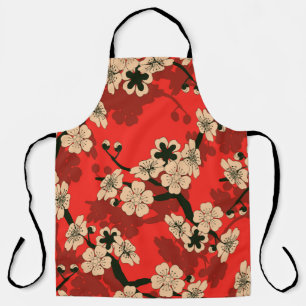 a Japanese style seamless tile with a cherry tree  Apron