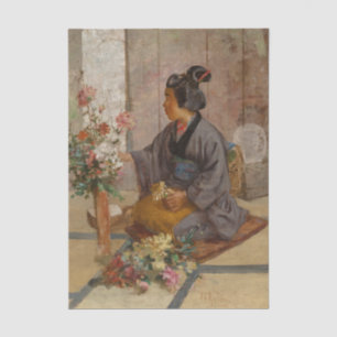 A Japanese Woman Arranging Flowers by John Arter   Tissue Paper