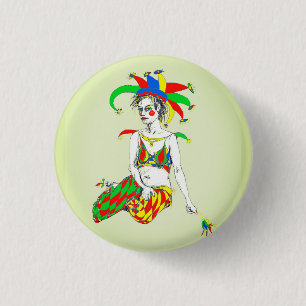 A jester 1 inch round button