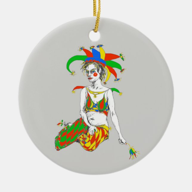 A jester ceramic ornament (Front)