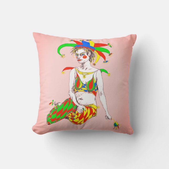 A Jester Poster Throw Pillow (Front)