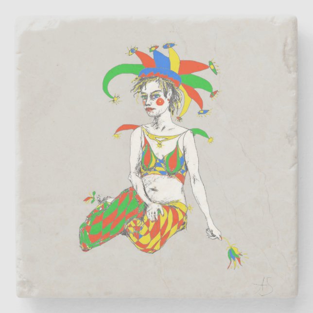A jester stone coaster (Front)