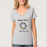 A Jewish Star Shana Tova T-Shirt<br><div class="desc">Shana Tova Jewish Star features Hebrew style stained glass Star of David and sunny greeting for a Happy New Year.</div>