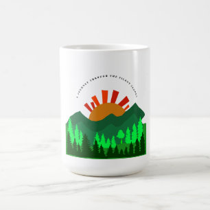 A Journey Through the Silent Slopes Retro Mountain Coffee Mug