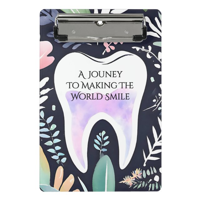 A Journey to Smile: Boho Floral Dental Sudent Gift Mini Clipboard (Front)