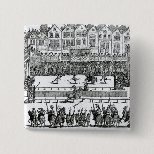 A Jousting Scene 2 Inch Square Button