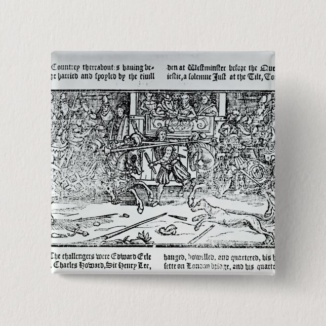 A Jousting Tournament 2 Inch Square Button (Front)