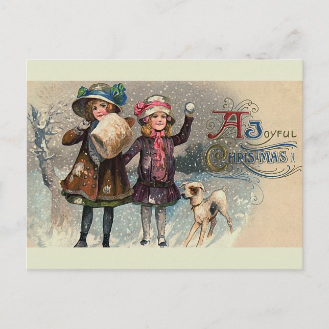 "A Joyful Christmas" Vintage Postcard (Front)