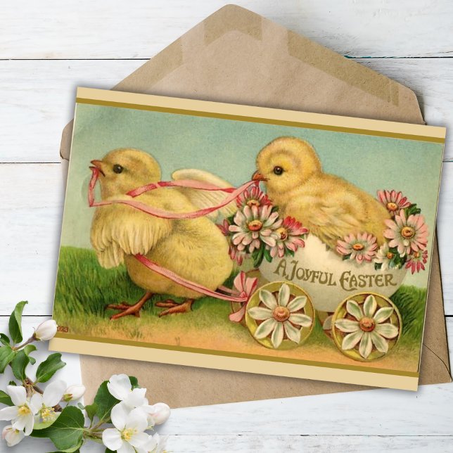 A Joyful Easter Vintage Chicks Custom Holiday Card (A Joyful Easter Vintage Chicks Custom Holiday Card)